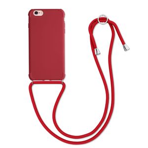 kwmobile Case kompatibel mit Apple iPhone 6 / 6S - Hülle mit Kordel zum Umhängen - Silikon Handy Schutzhülle Rot