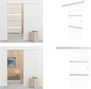 vidaXL Drzwi przesuwne ESG szkło i aluminium 76x205 cm srebrne - Szklane drzwi - Szklane drzwi - Drzwi - Drzwi
