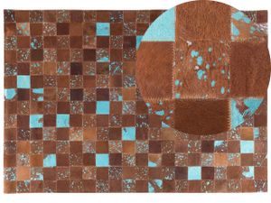 BELIANI Teppich Braun Blau Echtleder 160 x 230 cm Kurzflor Patchwork Handgefertigt Rechteckig