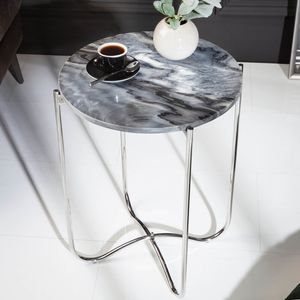 riess-ambiente Exklusiver Beistelltisch NOBLE III 45cm grau echter Marmor hochwertig verarbeitet rund Couchtisch Tisch