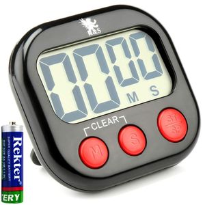 H&S Digital Timer - Stoppuhr & Küchentimer mit Großer LCD-Anzeige - Küchenwecker Magnetisch mit Lautem Alarm - Kurzzeitwecker & Eieruhr Inklusive AAA-Batterie für die Küche - Timer Digital Küche