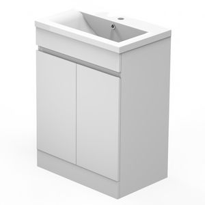 Badmöbel LORENZA Weiß 50 cm Waschtisch mit Unterschrank Soft-Close Funktion - Standschrank Waschtisch Möbel