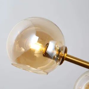 ZMH LED Pendelleuchte Bernstein mit 8 Flammig Esstisch Hängeleuchte  Glas Kugel Innenleuchte  Pendellampe  Hängellampe für Esszimmer Wohnzimmer Schlafzimmer