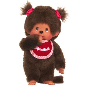 Mädchen Classic | 20 cm | Monchhichi Puppe | mit roten Haargummis