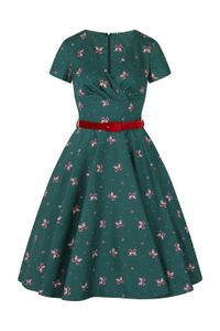 Hell Bunny Candy Cane Polka Dots 50er Jahre retro Swing Petticoat Kleid, Größe:XS, Farbe:dunkelgrün