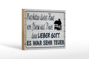 Holzschild Spruch 18x12 cm beschütze deises Haus vor Sturm Deko Schild