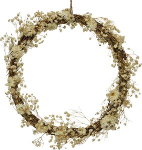 Dekokranz aus Trockenblumen - Wandkranz - Türkranz - D: 28cm - für Innen - creme