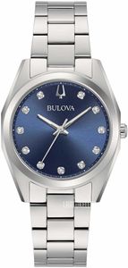 Bulova SALE Uhr 96P229 Damenuhr Edelstahl Blau Farbenes Zifferblatt Surveyor Diamant 31mm 3ATM