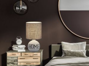 Reality Leuchten Esna R50651025 Tischleuchte, Keramik, Stoffschirm Grau