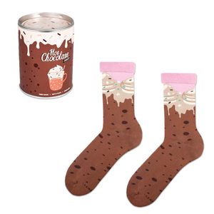 HOT CHOCOLATE box ZOOKSY Weihnachten Socken für Damen und Herren HOT CHOCOLATE Weihnachtssocken mit Schokoladen-Motiv, 36-40