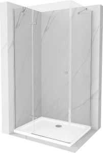 Mexen Roma sprchový kout s otočnými dveřmi 120 x 90 cm, Průhledné, Chromovaná + sprchová vanička Flat - 854-120-090-01-00-4010