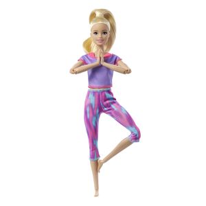 Barbie Made to Move Puppe (blond) im lila Yoga Outfit
