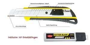 PAULIMOT Hochwertiges Cuttermesser / Teppichmesser inkl. 10 Ersatzklingen