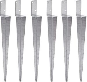 TRIBECCO 6x Universeller Pfostenträger zum Einschlagen L, Pfostenträger Feuerverzinkt Einschlaghülse Pfostenträger Bodenhülse Einschlagbodenhülse Pfosten Anker Stahl Silber (6, 70x700)