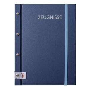 ROTH Zeugnismappe Metallium mit Buchschrauben - Blue - mit 12 A4 Klarsichthüllen, erweiterbar