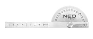 NEO TOOLSWinkelmesser mit Lineal 0-100 mm, Edelstahl; Teilung 0-180°; Halbrundteiler; aufgesetztes Lineal, das um den Durchmesser manövriert werden kann; präzise Bestimmung der Parameter