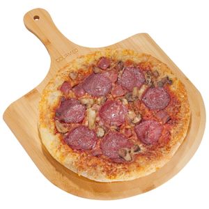 GOURMEO Pizzaschaufel aus Bambus - 38,5 x 29,5 cm Groß - Holz Pizzaschieber & Brotschieber - Auch XXL Pizzabrett oder als Flammkuchenschieber Geeignet