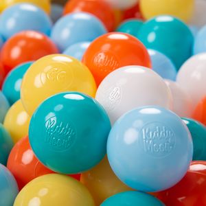 KiddyMoon 500 ∅ 6 cm Detské lopty na hranie vo vani Detské plastové lopty vyrobené v EÚ, biela/žltá/oranžová/detská modrá/tyrkysová