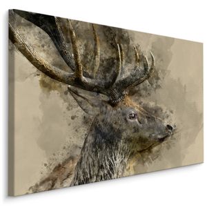 Fabelhafte Canvas LEINWAND BILDER 120x80 cm XXL Kunstdruck Hirsch Wild Abstraktion