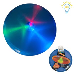 alldoro 63018 - LED Sky Light Disc | blaue Wurfscheibe mit 3 blinkenden Lichtern | Durchmesser: 27 cm