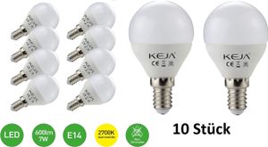 KEJA E14 LED Lampen 10 Stück 7Watt, 600 Lumen pro Glühbirne, entspricht 60Watt Glühlampe, 2700 Kelvin Warmweiß, 270° Abstrahlwinkel Energiesparlampe