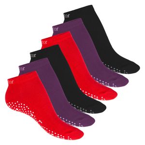 Celodoro Damen Pilates & Yoga Sneaker Socken (6 Paar) Kurze Sportsocken mit ABS - Berry 39-42