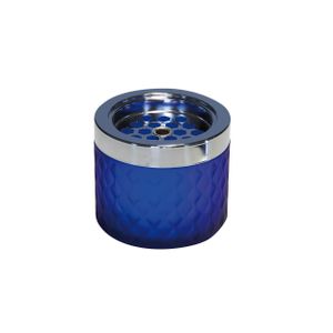 APS Windaschenbecher, Ascher, Aschenbecher, aus verchromten Metall, gefrostetes Glas, mit Bajonettverschluss, Ø 9,5 cm, 8 cm Höhe, blau