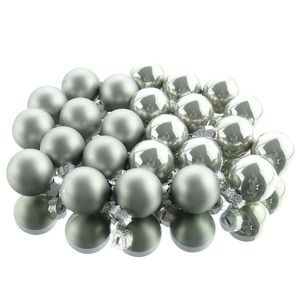 Weihnachts-Micro-Kugeln Marble Grey grau Ø 2,5 cm aus Glas - 24er Set