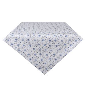 Clayre & Eef Tischdecke 100x100 cm Weiß Blau Baumwolle Rosen