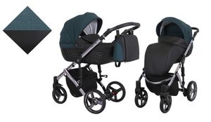 Kinderwagen TIARO PREMIUM Sportwagen Babywagen Babyschale Komplettset Kinder Wagen Set 2 in 1 (Schwarz mit Grün, Rahmenfarbe: Graphit)