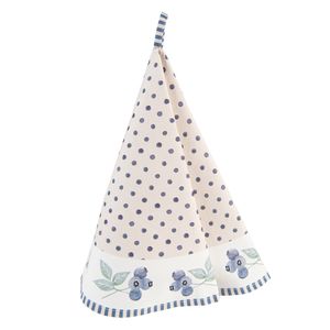 Clayre & Eef Geschirrtuch Ø 80 cm Beige Blau Baumwolle Rund Blaubeeren