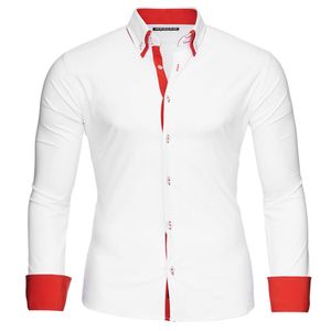 Reslad Herren Langarm Hemd Alabama RS-7050 Weiß-Rot XL