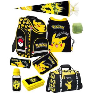 Pokemon Schulranzen Set 10-teilig mit Schultüte ergonomischer Tornister 1. Klasse mit Pokémon Pikachu Motiv