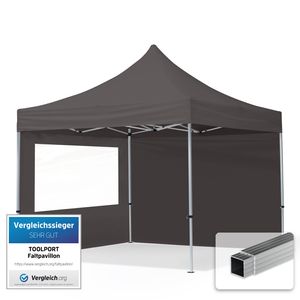 TOOLPORT Faltpavillon Faltzelt Pavillon 3x3m - 2 Seitenteile Aluminium 32mm Partyzelt 700N grau