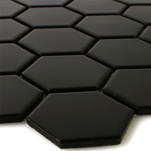 Keramik Mosaikfliesen Hexagon Salamanca Schwarz Matt H51
