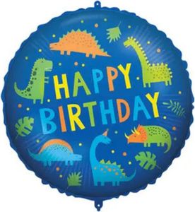 1 Folienballon, heliumgeeignet Happy Birthday Dinos 46 cm / 18 inch
