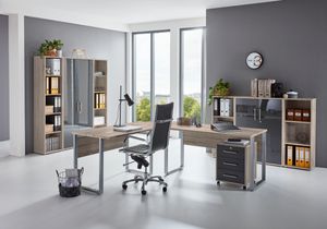 BMG Möbel Büromöbel-Set, Office Edition Set 5, eiche sonoma/ anthrazit hochglanz