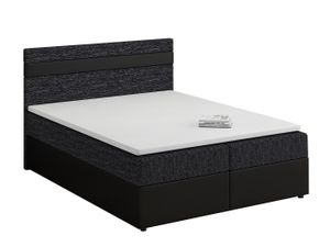 MOB, Manželská postel Boxspring 180x200 cm - Mimosa melirovaná černá + černá) (s matrací a roštem)