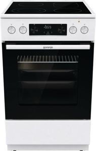 Gorenje GECS5C71WPEOT, Voľne stojaci sporák, Biela, Otočné, Dotyk, Nerezová oceľ, Front / Top front, Spodok