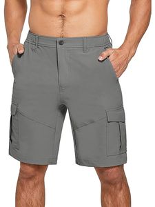 Herren Classic Fit Cargo Pocket Minihose Strand Casual Button-Down-Shorts,Farbe: Grau,Größe:M