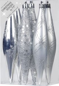 Christbaumschmuck Eiszapfen 15cm Kunststoff 6er Set - Silber