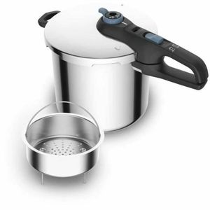 TEFAL Schnellkochtopf 8 L - Induktion, Edelstahl, 2 Programme, Dampfgaren, Hergestellt in Frankreich, Secure Trendy P2584400