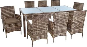 Polyrattan Sitzgruppe Gartenmöbel Set f. 8 Personen Rattan Gartenset Beige-Braun