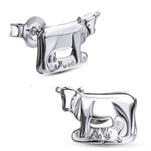 Silber Ohrstecker Kuh Ohrringe aus 925 Sterlingsilber für Damen