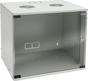 HMF 65709-07 Serverschrank 19 Zoll, 9 HE, Netzwerkschrank, 51 x 40 x 45 cm, Lichtgrau