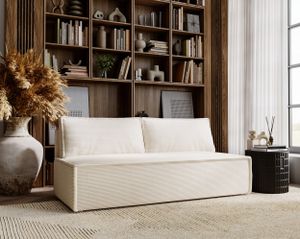 Kaiser Möbel Sofa mit schlaffunktion und bettkasten DUE Poso Stoff Hellbeige