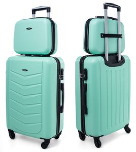 RGL 520 Kofferset ABS Hardcase Trolley 2-teilig 2in1 Koffer XL + Kosmetikkofer Farbe: Minze