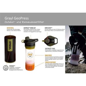 Vodní filtr Grayl GeoPress pro venkovní a cestovní použití, kojotově hnědý