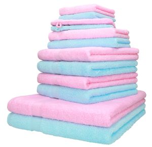 Betz 12er Handtuch-Set Palermo 100% Baumwolle  Farbe rosé und türkis