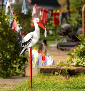 Blumenstecker Storch mit Babytuch, XL